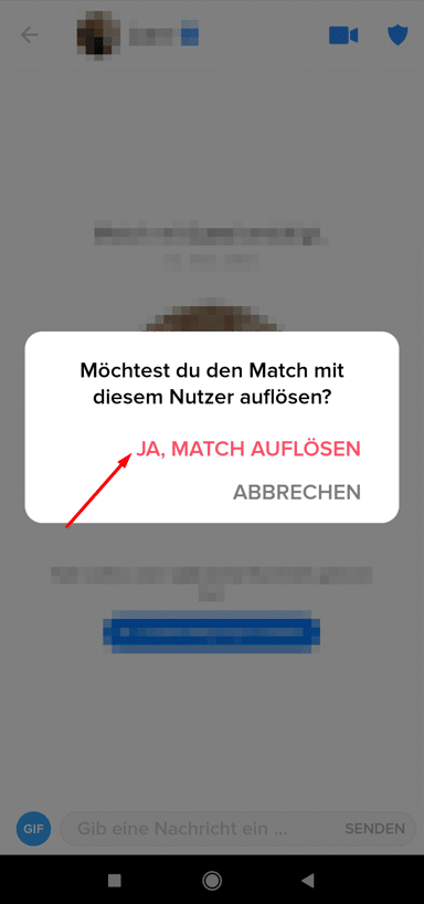 Confirm Tinder Match Dissolve