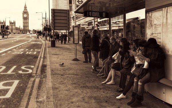 Women at the bus stop